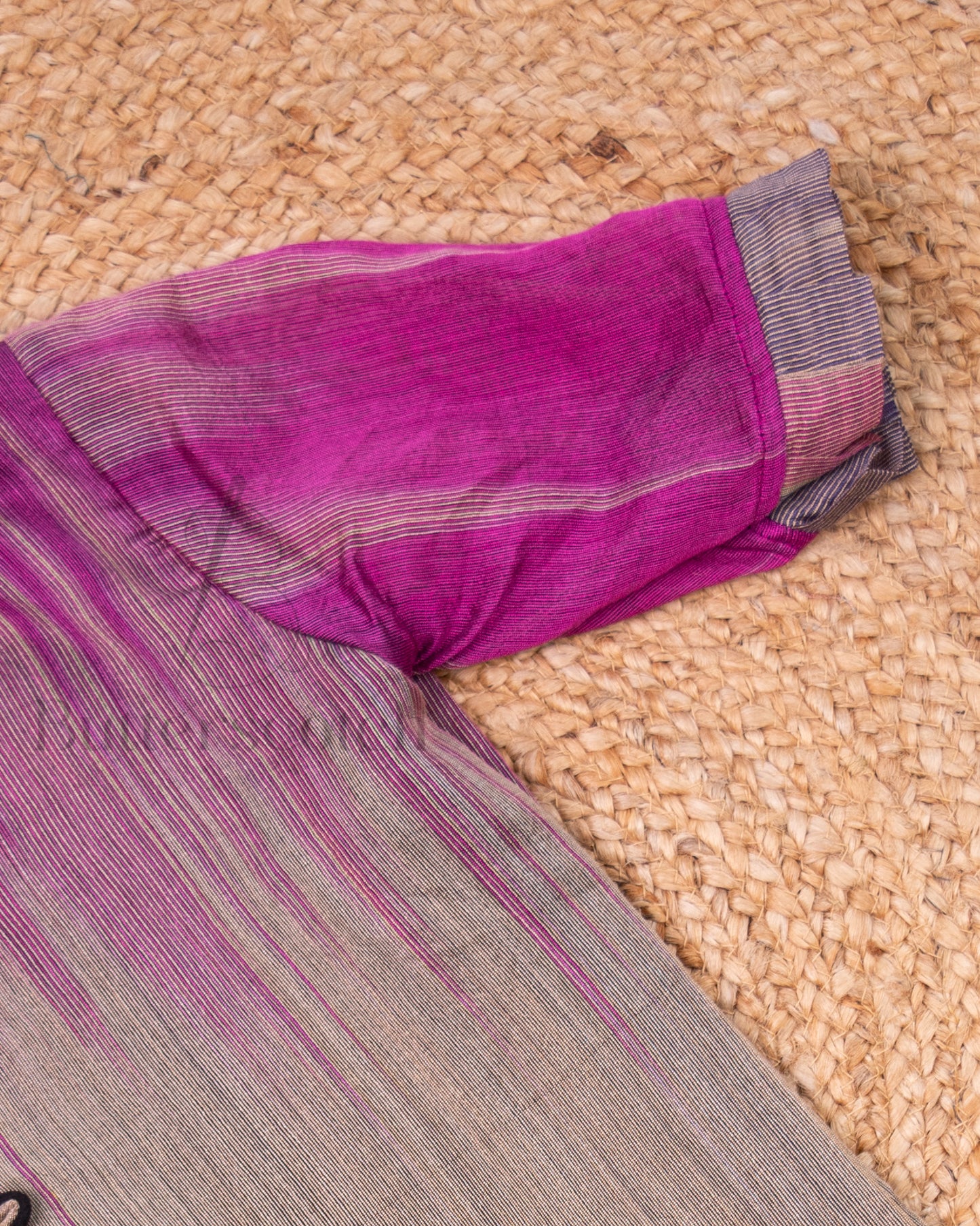 Ready to Ship: Brown And Navy Blue Raw Silk Kurti