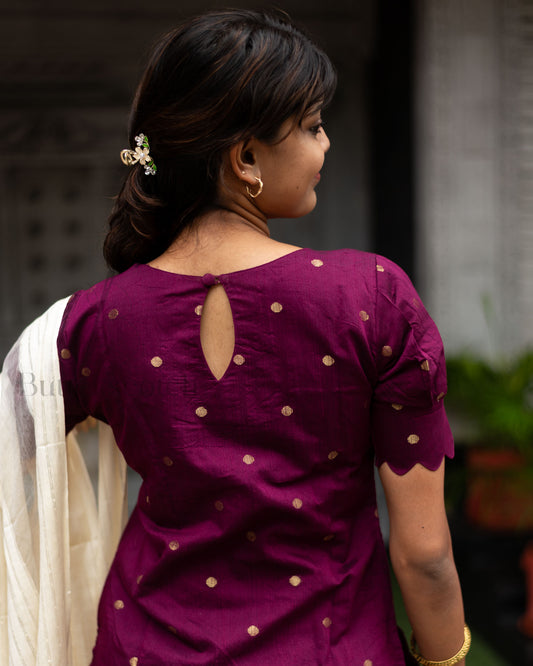 Ready to Ship: VARNIKA - Wine Raw Silk 3 Piece Set