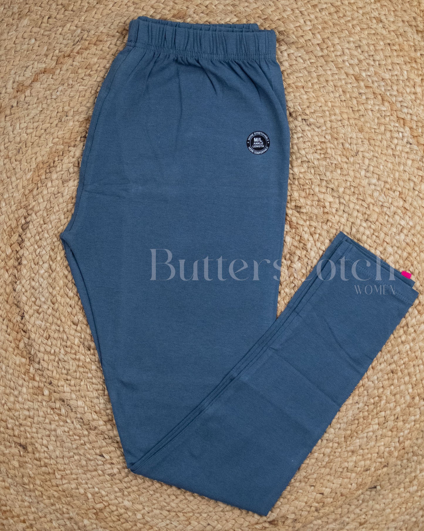 Ready to Ship: Blue Gray Bio- Washed 95% Cotton Leggings