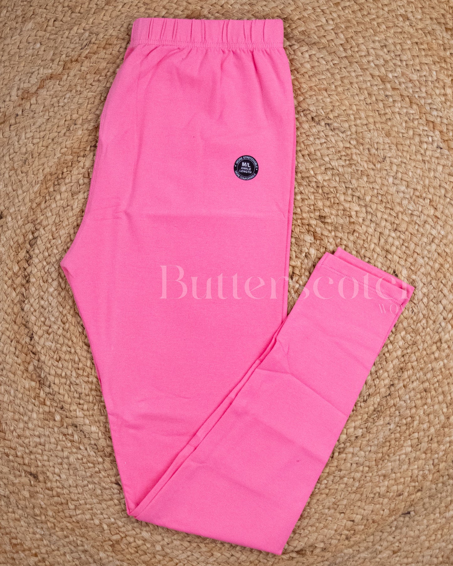 Ready to Ship: Baby Pink Bio- Washed 95% Cotton Leggings