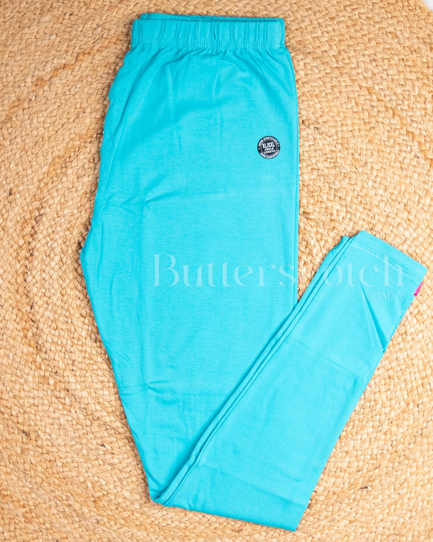 Ready to Ship: Turquoise Bio- Washed 95% Cotton Leggings