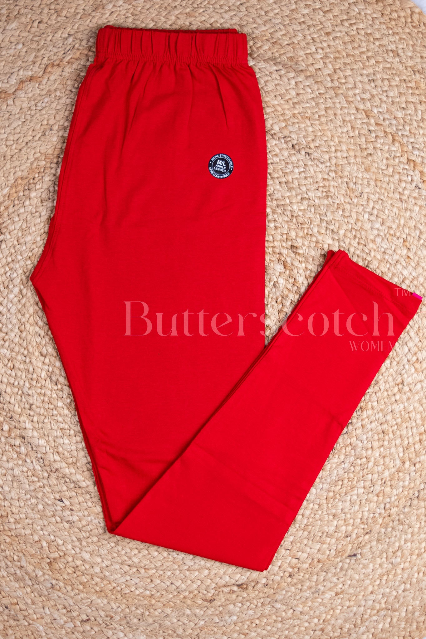 Ready to Ship: Chilli Red Bio- Washed 95% Cotton Leggings