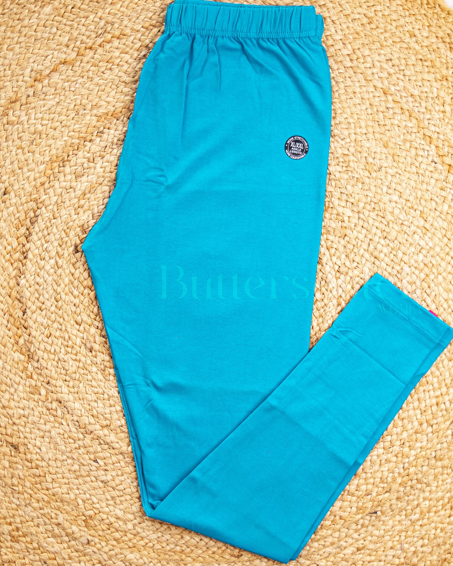 Ready to Ship: Sky Blue Bio- Washed 95% Cotton Leggings