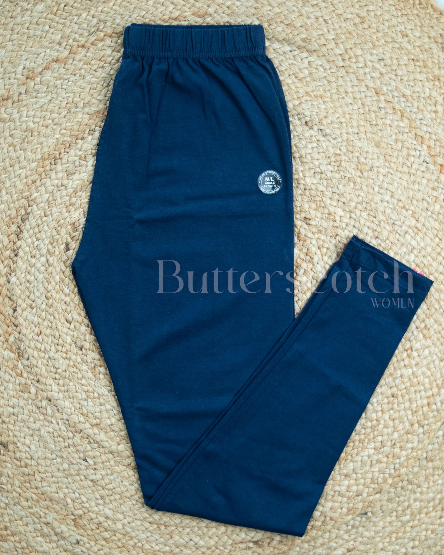 Ready to Ship: Ink Blue Bio- Washed 95% Cotton Leggings