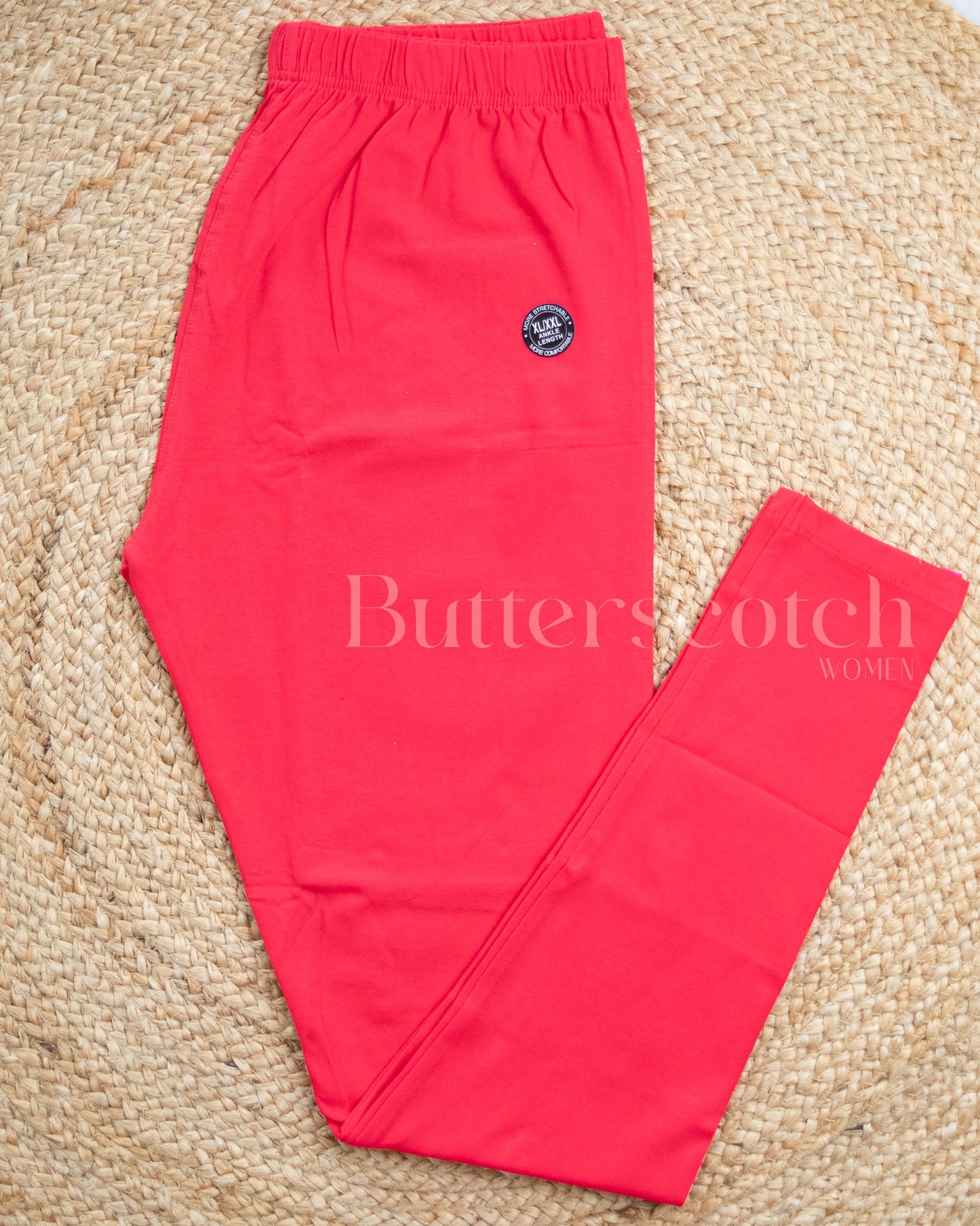 Ready to Ship:Tomato Pink Bio-Washed 95% Cotton Leggings
