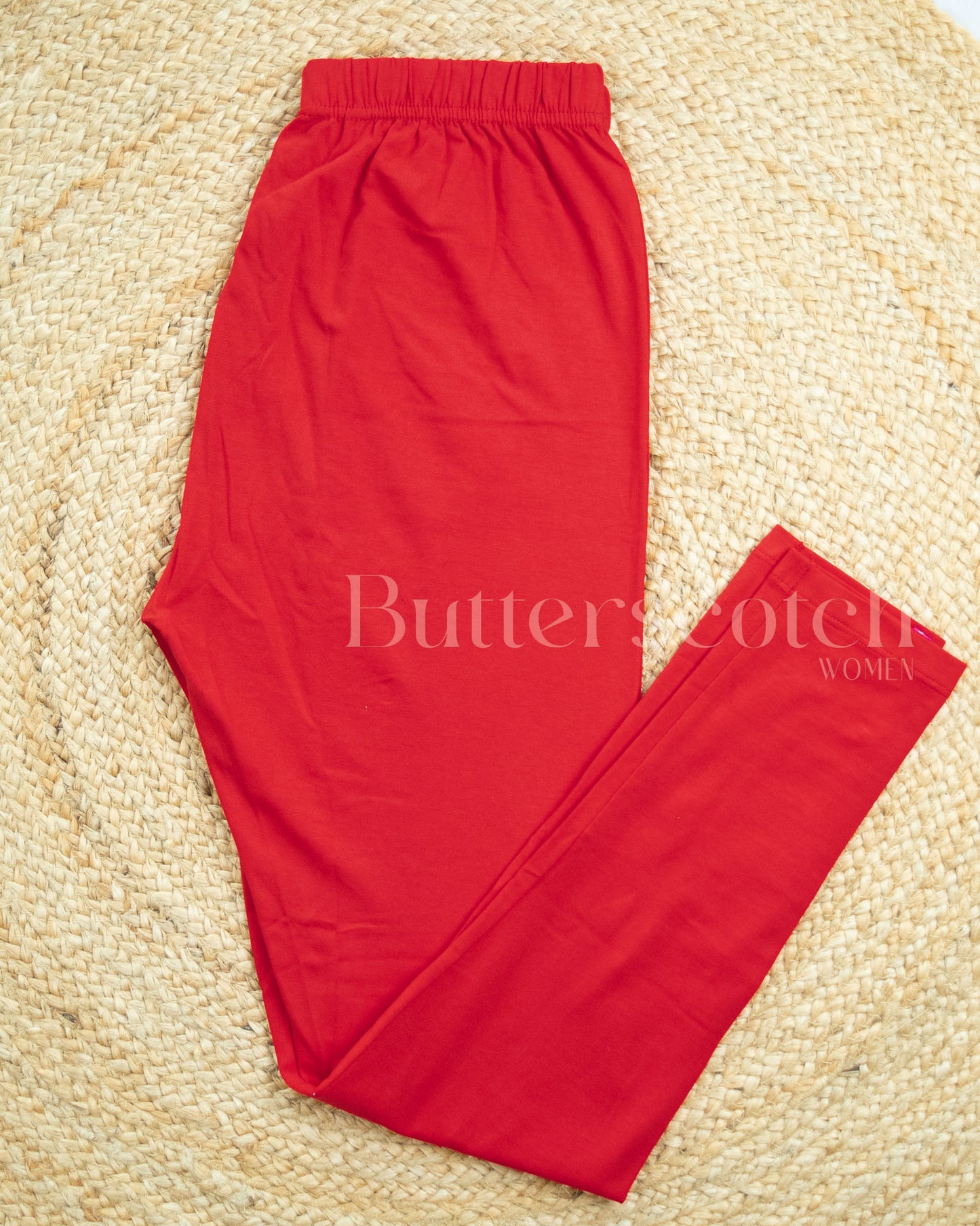 Ready to Ship: Red Bio-Washed 95% Cotton Leggings