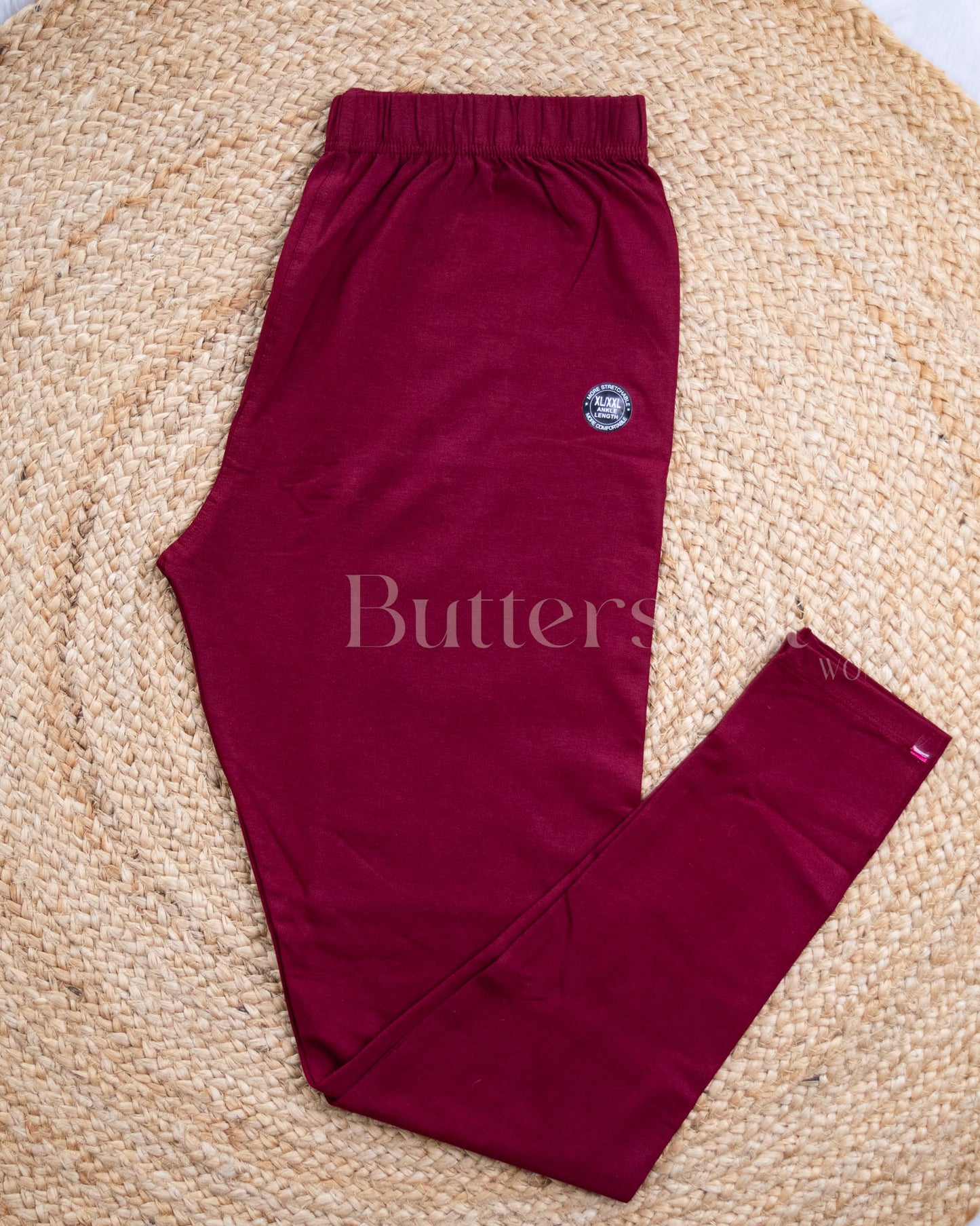 Ready to Ship: Maroon Bio- Washed 95% Cotton Leggings