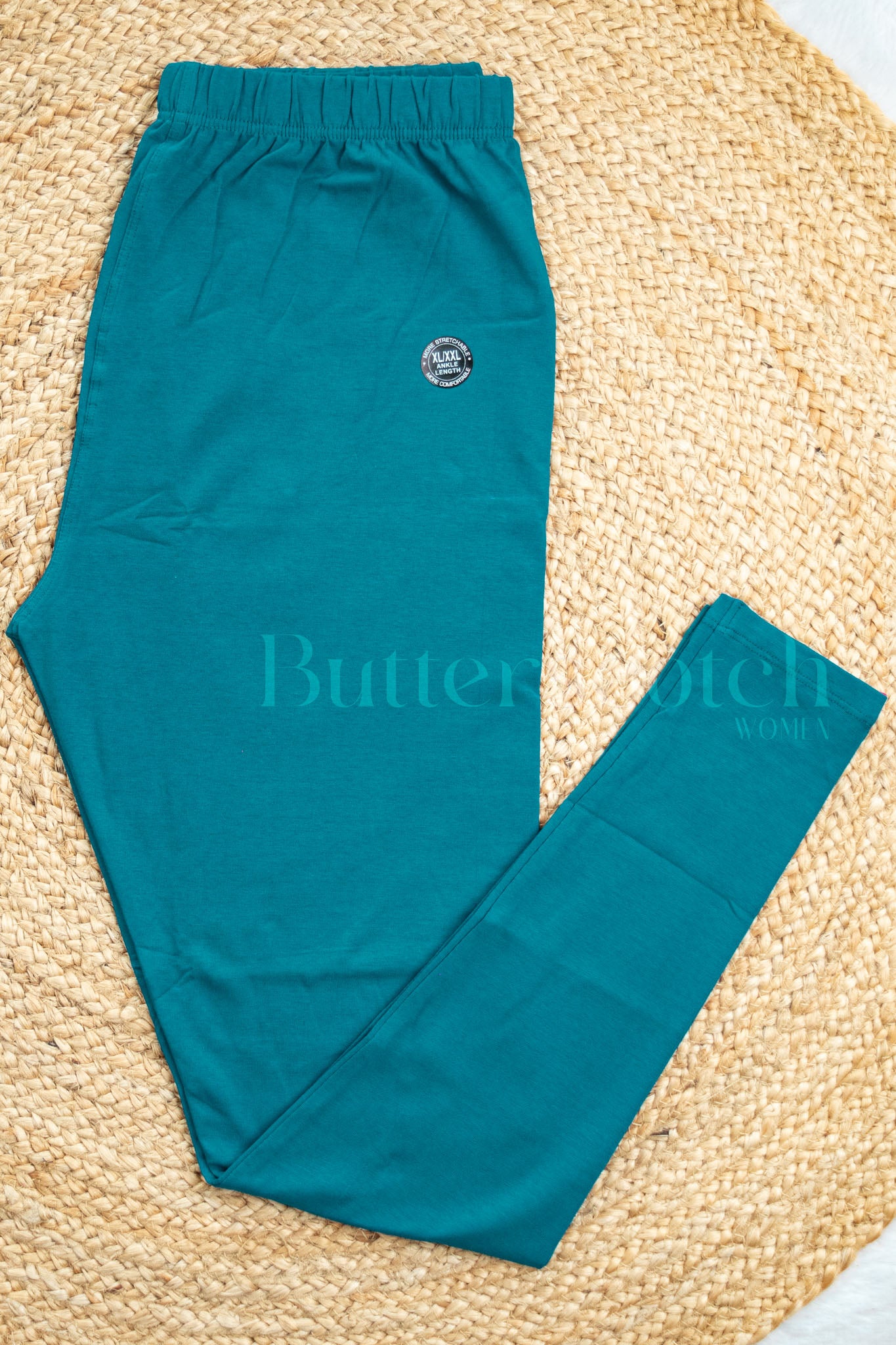 Ready to Ship: Peacock Green Bio- Washed 95% Cotton Leggings