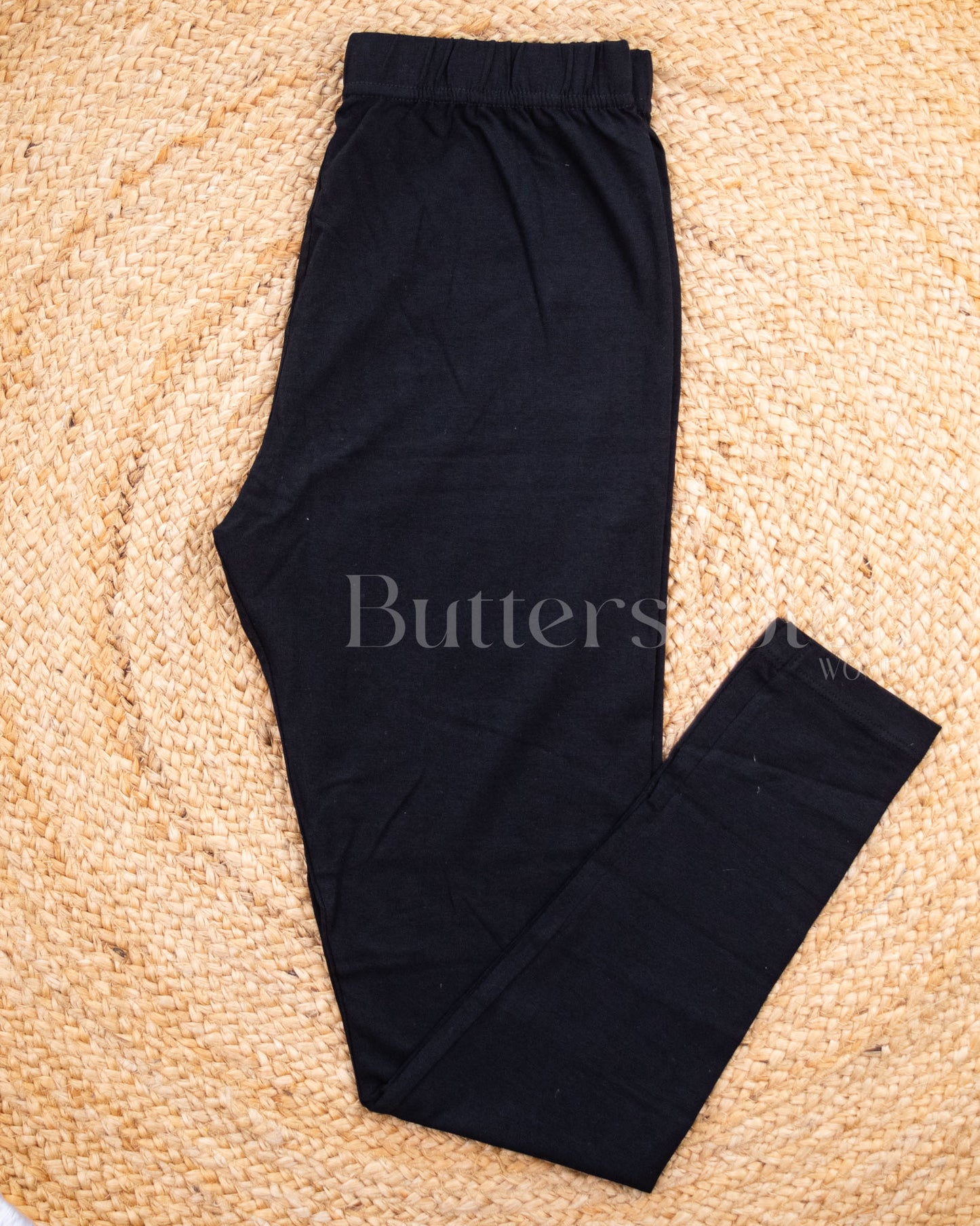 Ready to Ship: Black Bio-Washed 95% Cotton Leggings