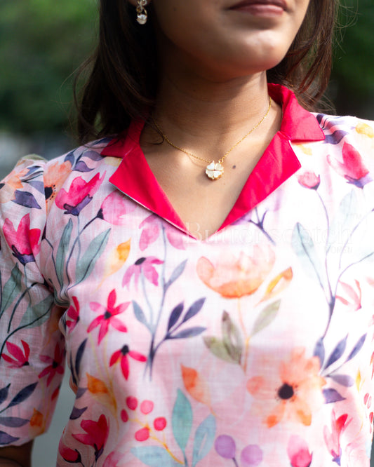 Ready to Ship: Baby Pink Linen Kurti