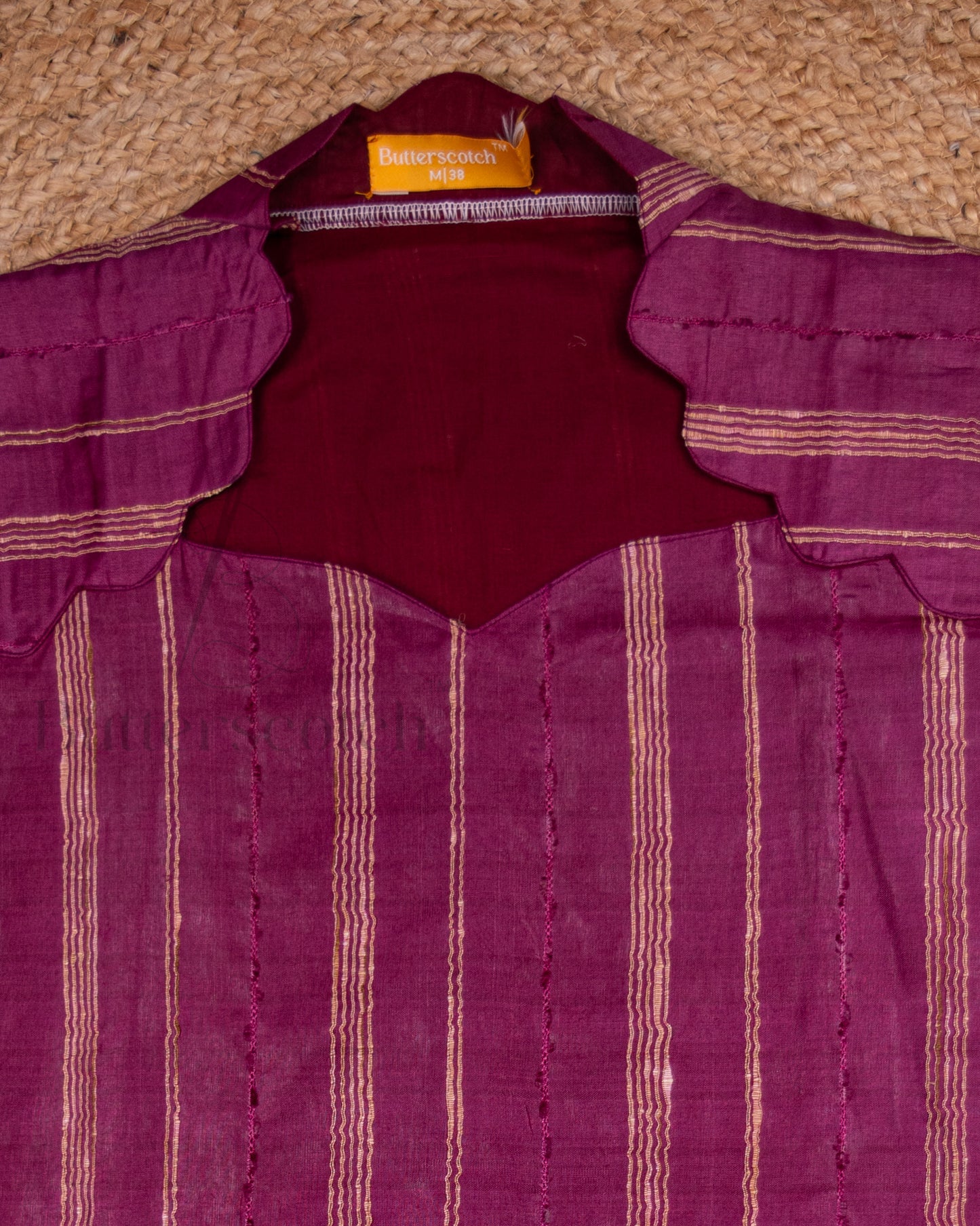 Ready to Ship: Purple And Pink Tussar 3 PC Set Close Neck