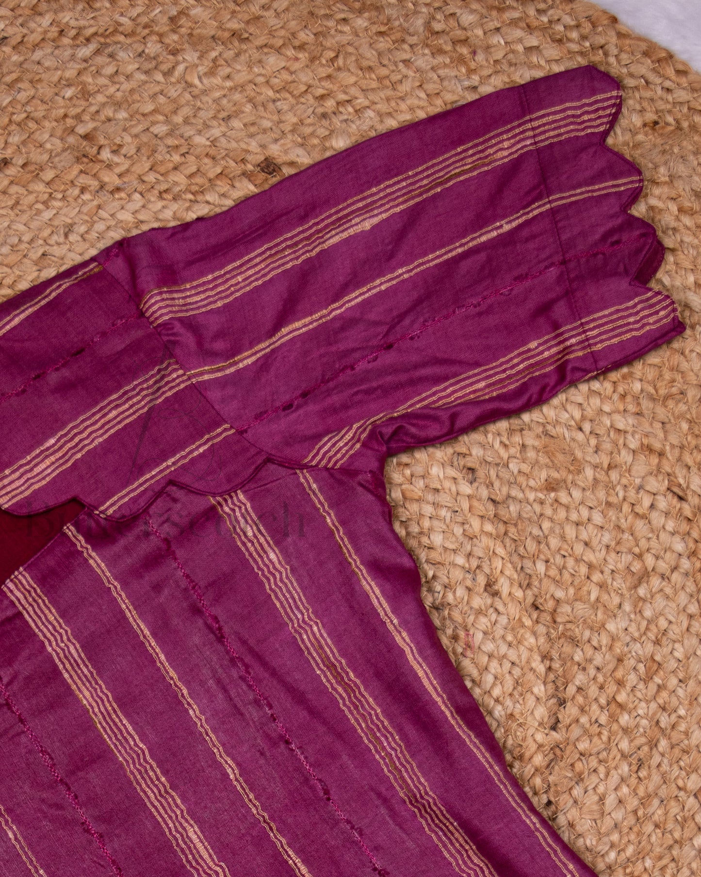 Ready to Ship: Purple And Pink Tussar 3 PC Set Close Neck