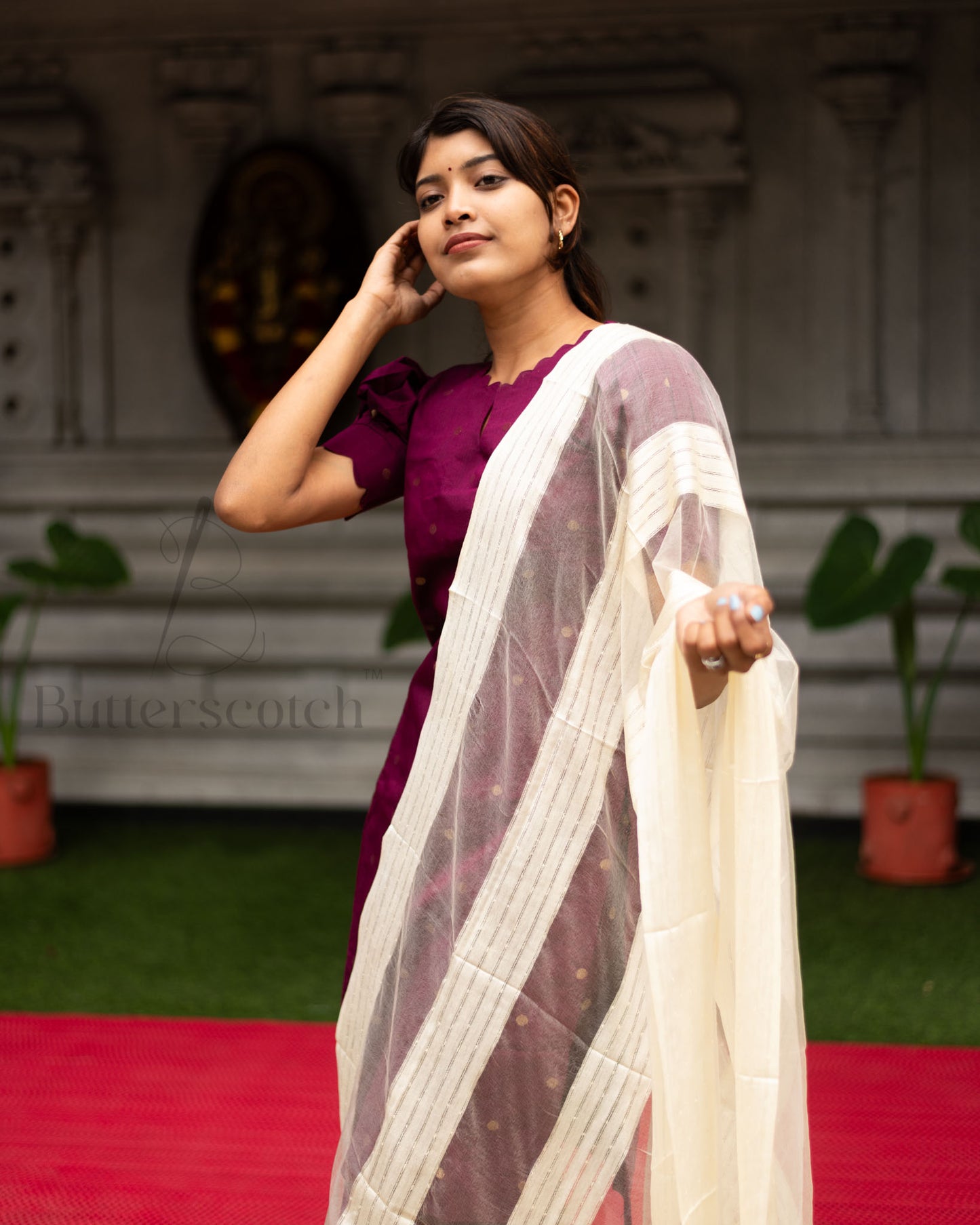 Ready to Ship: VARNIKA - Wine Raw Silk 3 Piece Set