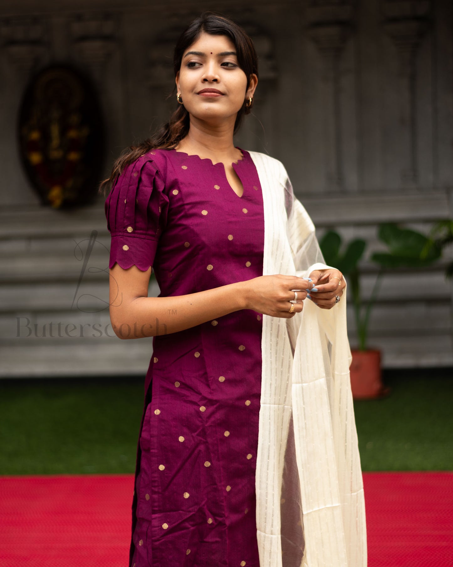 Ready to Ship: VARNIKA - Wine Raw Silk 3 Piece Set