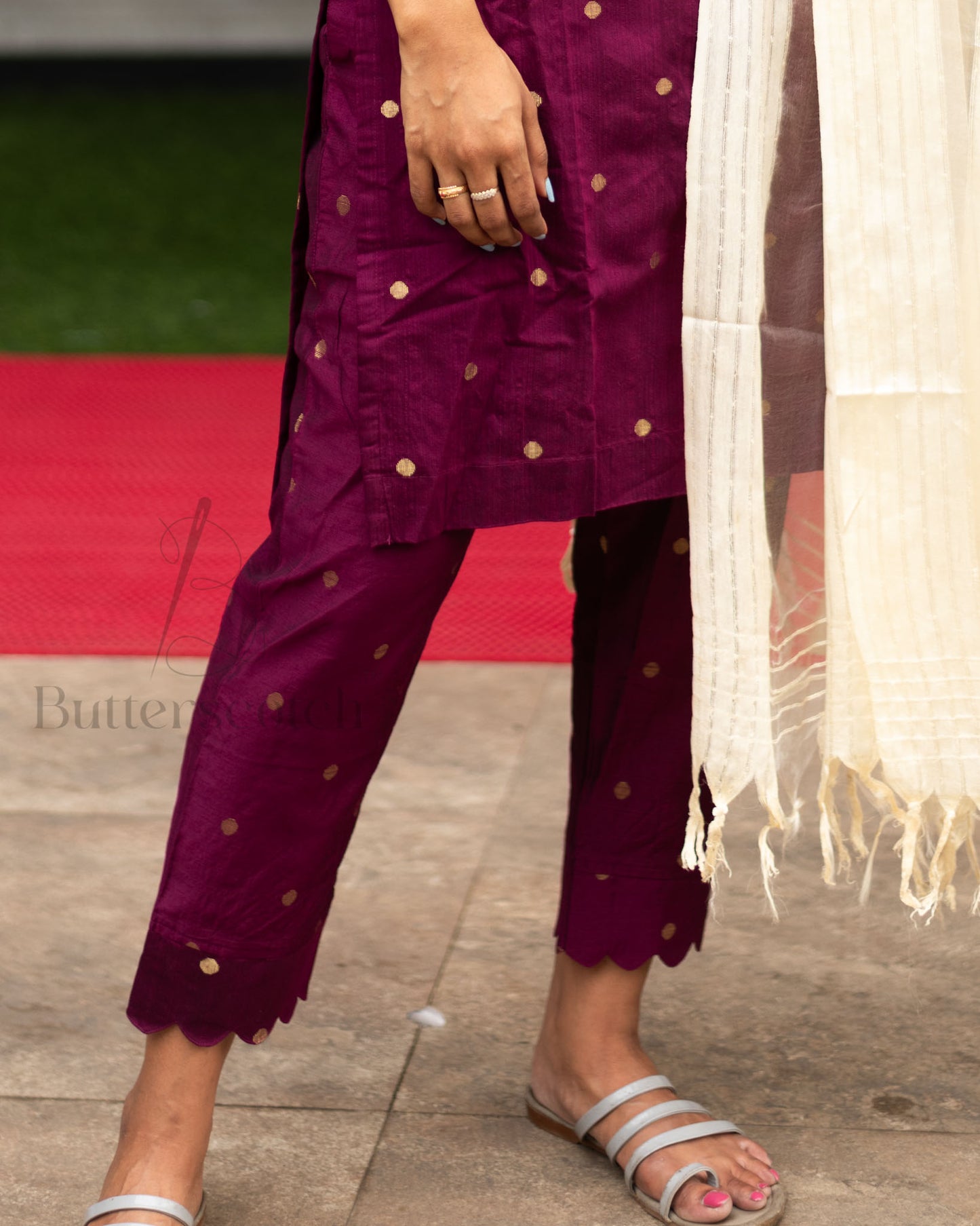 Ready to Ship: VARNIKA - Wine Raw Silk 3 Piece Set