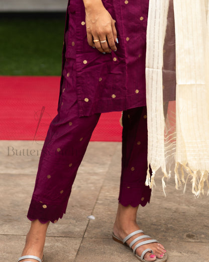 Ready to Ship: VARNIKA - Wine Raw Silk 3 Piece Set
