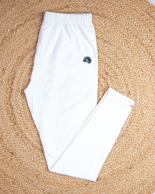 Ready to Ship: White Bio- Washed 95% Cotton Leggings