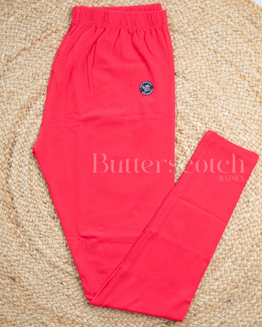 Ready to Ship:Tomato Pink Bio-Washed 95% Cotton Leggings
