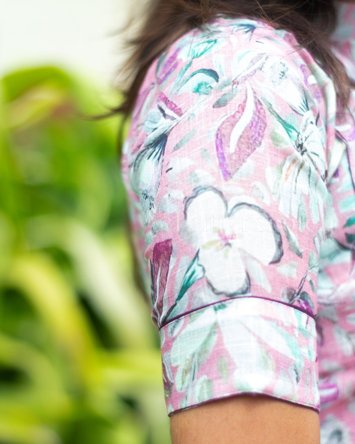 Ready to Ship: Linen Baby Pink and Green Kurta
