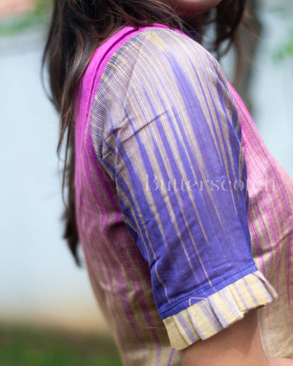 Ready to Ship: Brown And Navy Blue Raw Silk Kurti