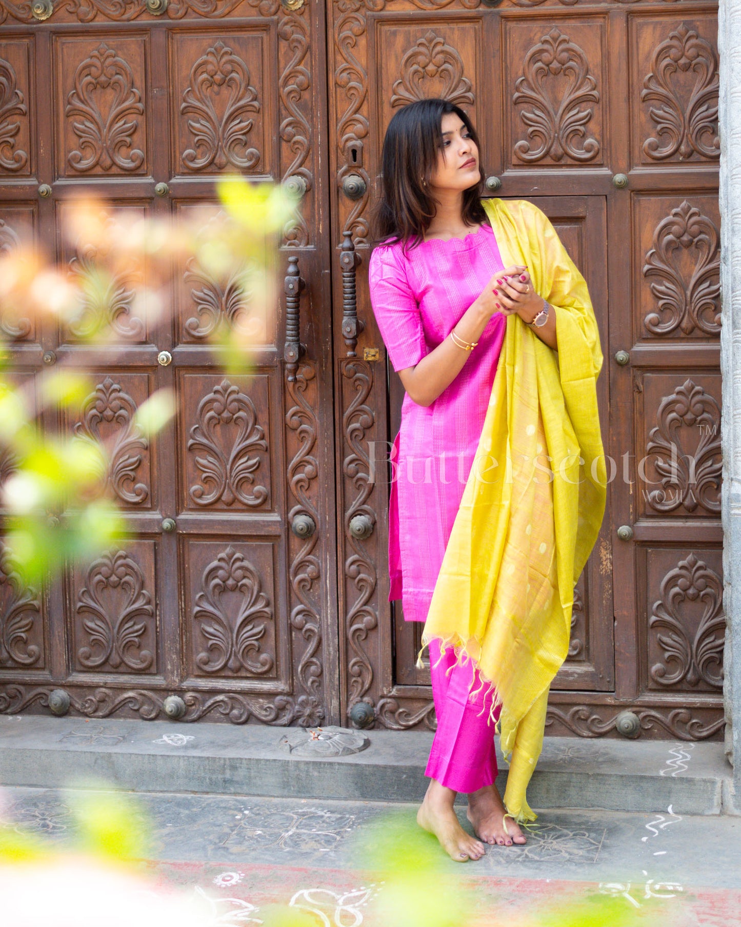 Ready to Ship: Pink Tussar 3 PC Set