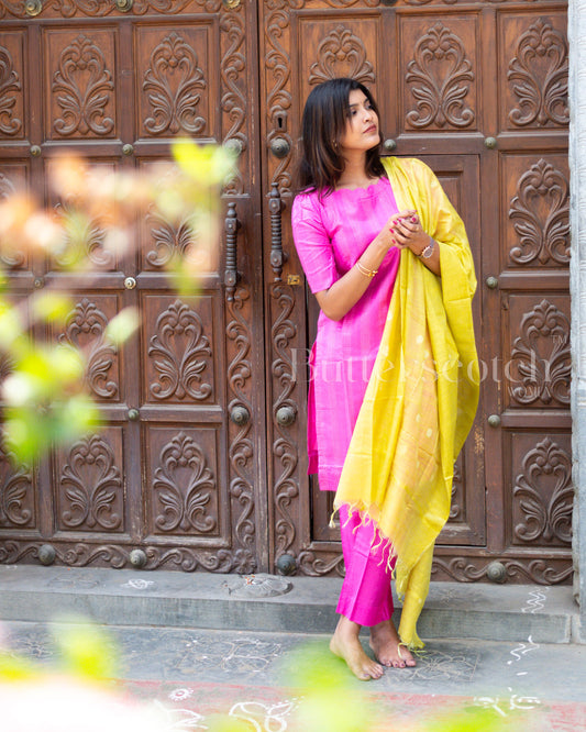 Ready to Ship: Pink Tussar 3 PC Set