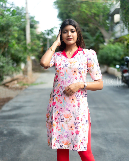 Ready to Ship: Baby Pink Linen Kurti
