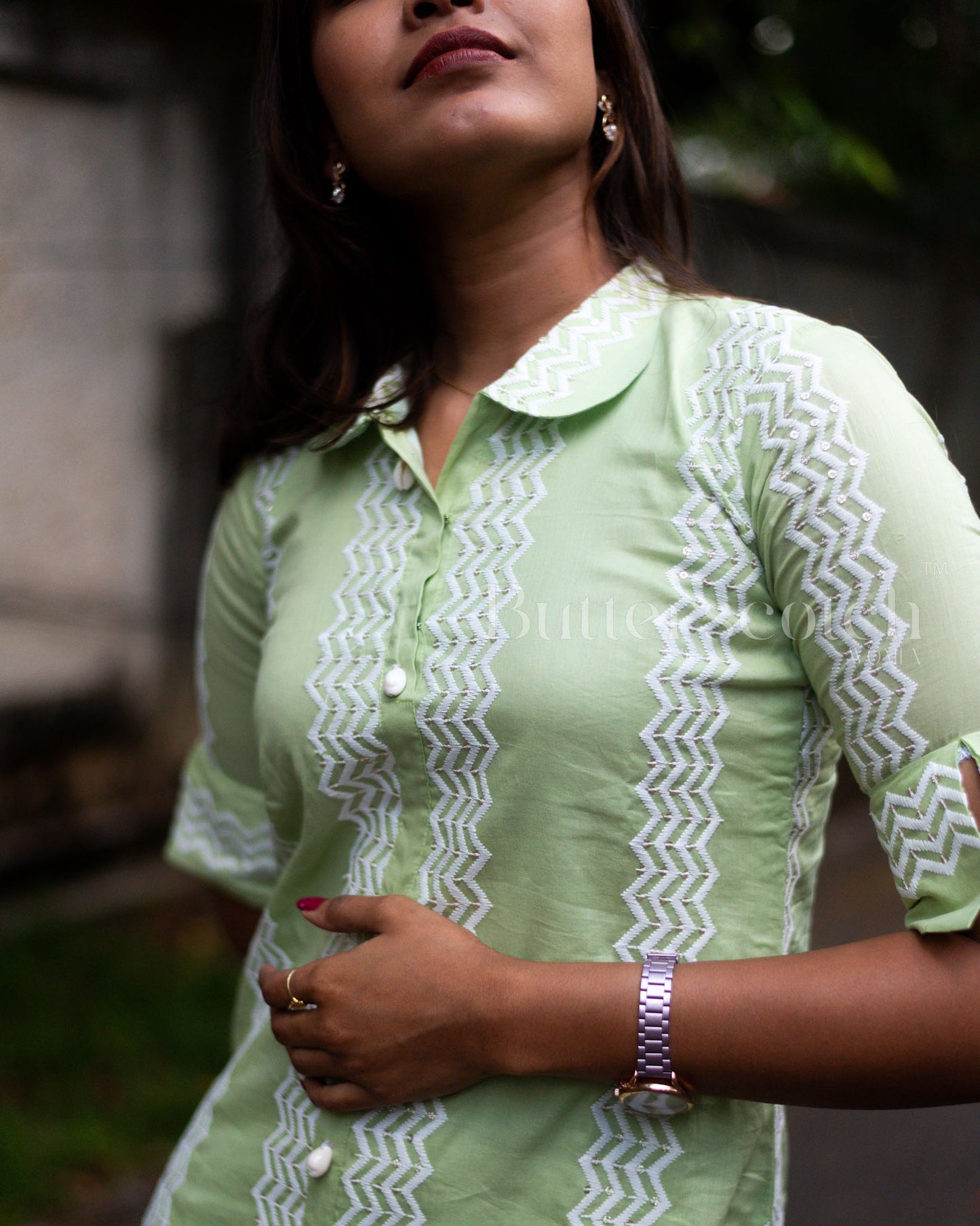 Ready to Ship: Pista Green Cambric Cotton Kurti