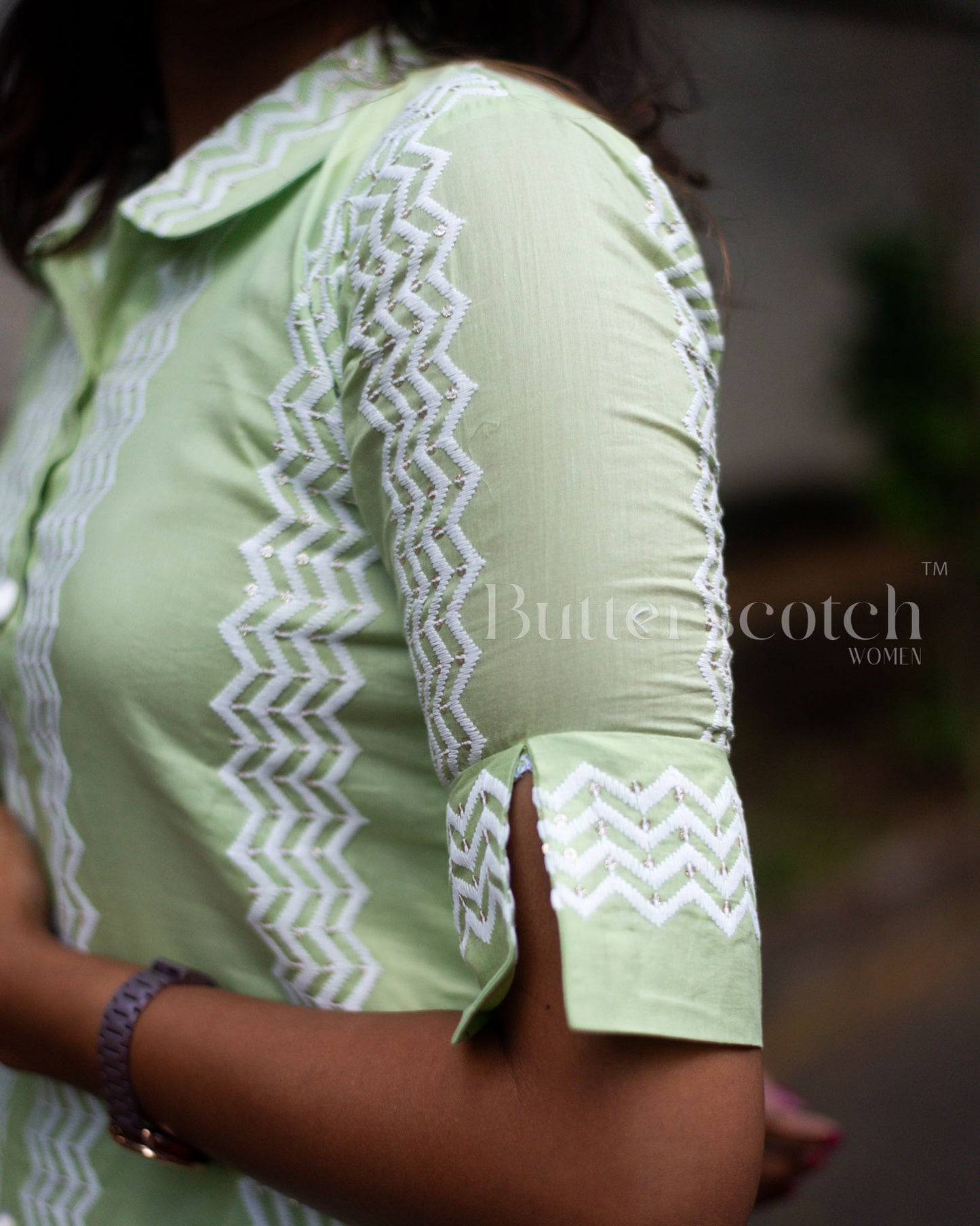 Ready to Ship: Pista Green Cambric Cotton Kurti