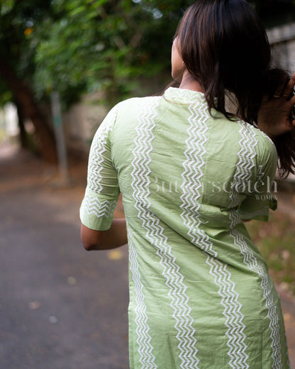 Ready to Ship: Pista Green Cambric Cotton Kurti